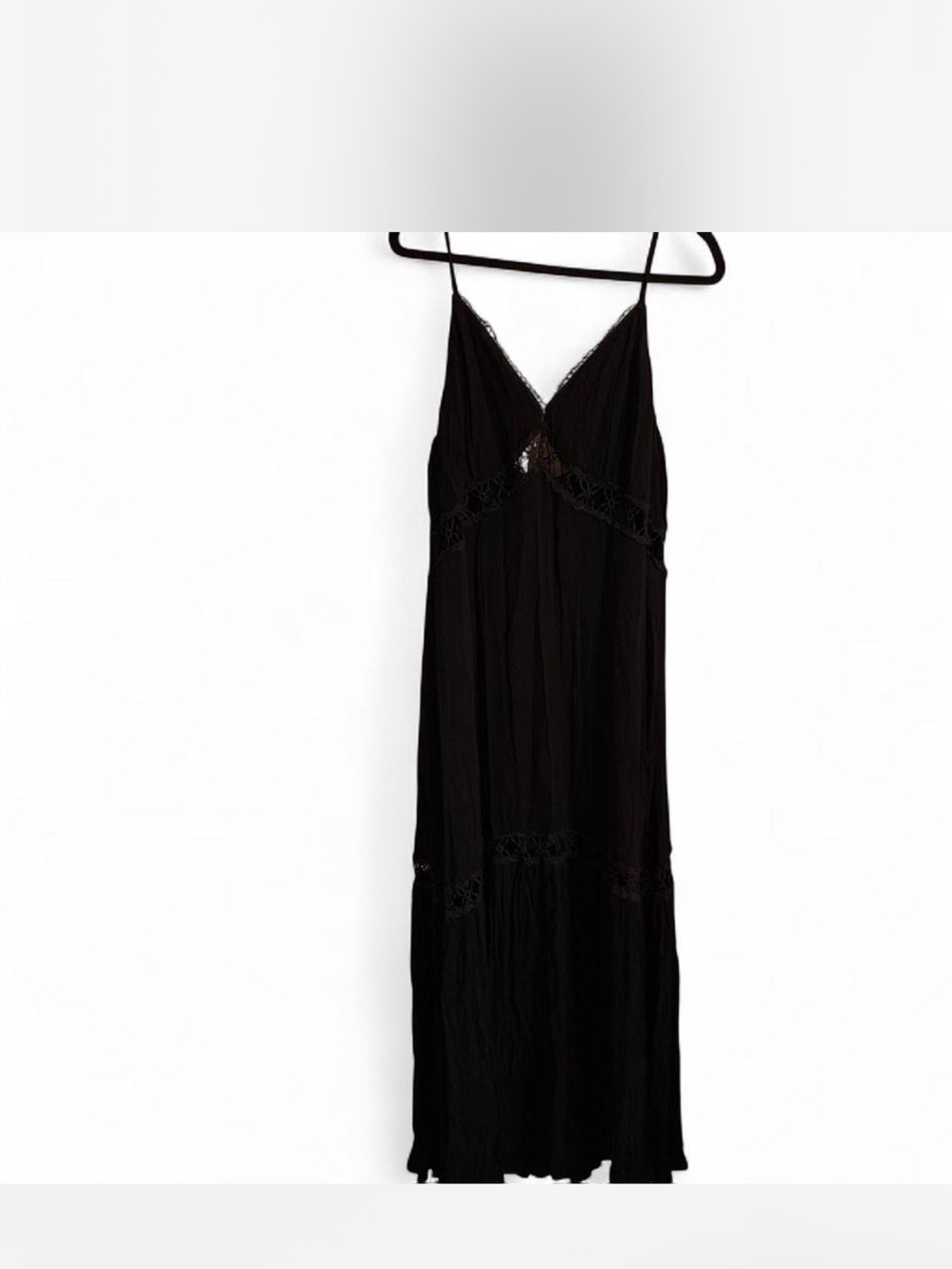 SHEIN Black Lace-Trim Maxi Slip Dress